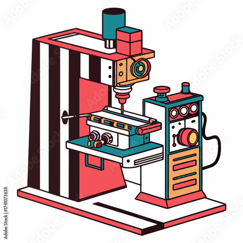 Colorful isometric milling machine illustration industrial
