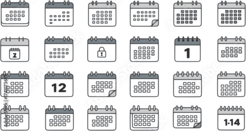 vector set of calendar icons isolated on white background. simple calendar icons for apps and web design
