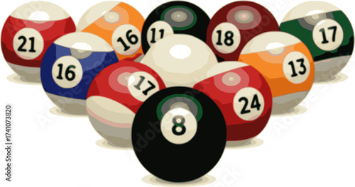 vector collection of billiard pool balls with numbers
