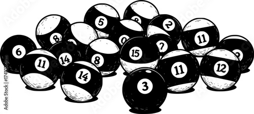 vector collection of billiard pool balls with numbers
