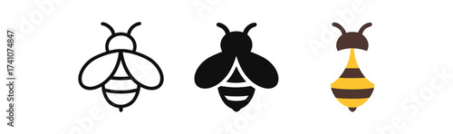 Minimalist bee designs: black and yellow graphic styles