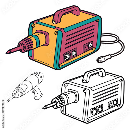 Colorful welding machine and drill line art tool equipment
