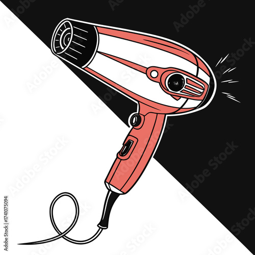 Coral and white hair dryer vector graphic hairdryer