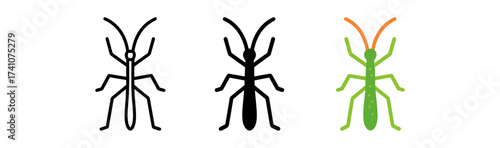 Diverse insect outlines in minimalist and colorful styles