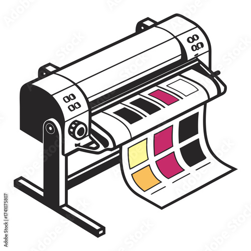 Isometric plotter printing color swatches printer