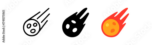 Stylized comet icons: linear, solid, colorful variations with dynamic trails