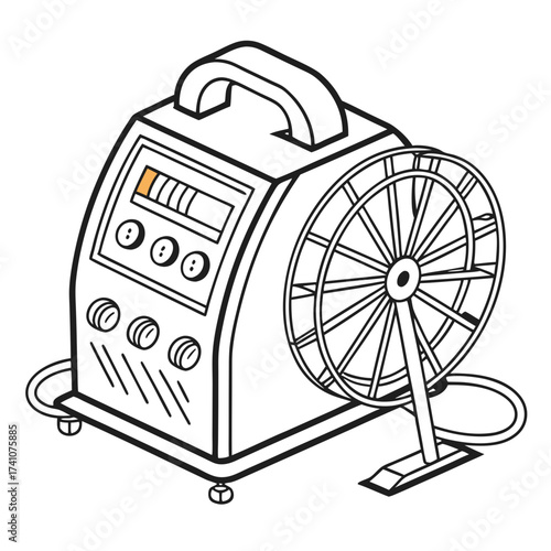 Isometric medical ventilator with orange indicator