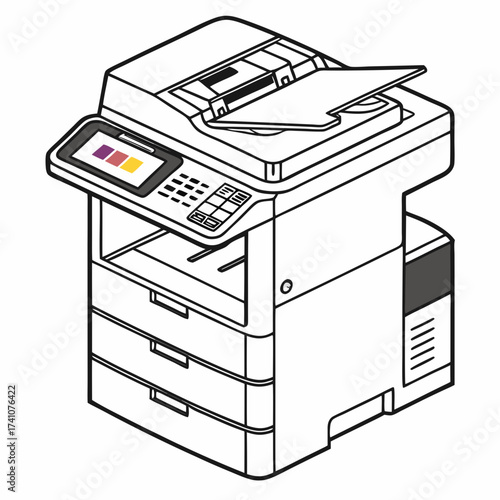 black and white office copier machine clip art preview