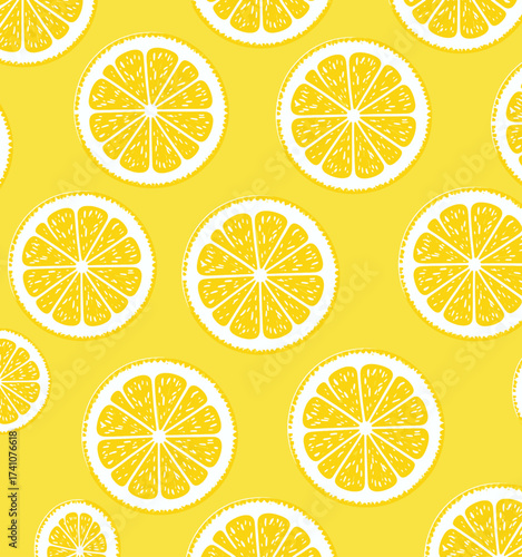 Bright Lemon Slices on Sunny Yellow Background