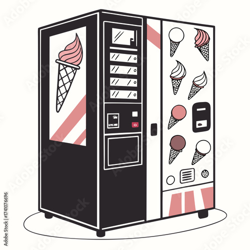 Pink and brown ice cream cones on a vending machine