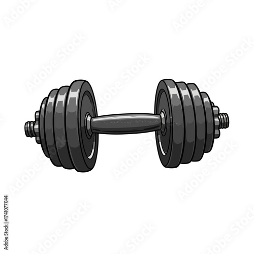 Vintage dumbbell isolated object for strength training and fitness exercise isolated on white background