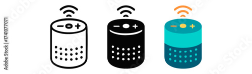 Smart speaker icon set with diverse color and style variations