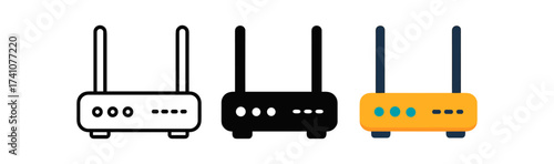 Three distinct router designs: outline, solid, and colorful styles
