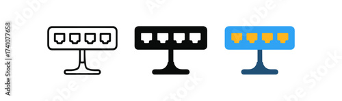 Ethernet port icons in minimalist styles: black, outline, and colored versions