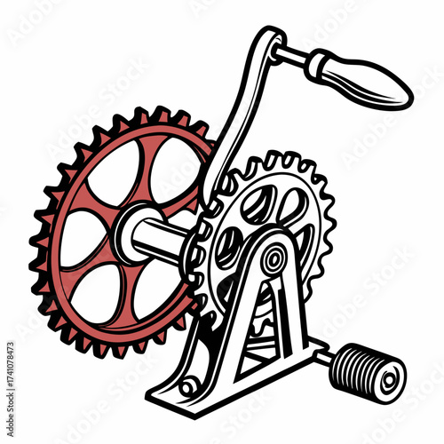 Red bicycle crankset and gears vector graphic sprocket