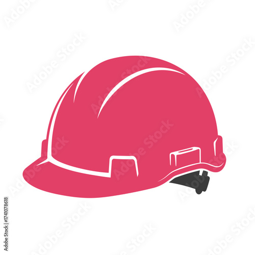 Bright pink hard hat safety helmet for construction and industrial workwear protection isolated on white background