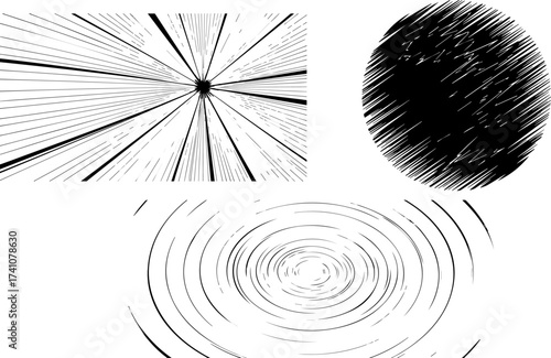 Abstract Black and White Graphic Design with Radial Lines.