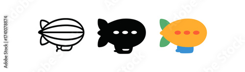 Three unique airship designs in different art styles