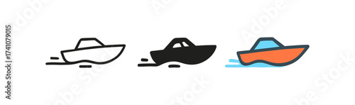Minimalist boat icons: linear, silhouette, and flat designs