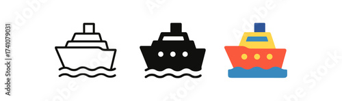 Colorful and minimalistic boat icons collection for nautical designs