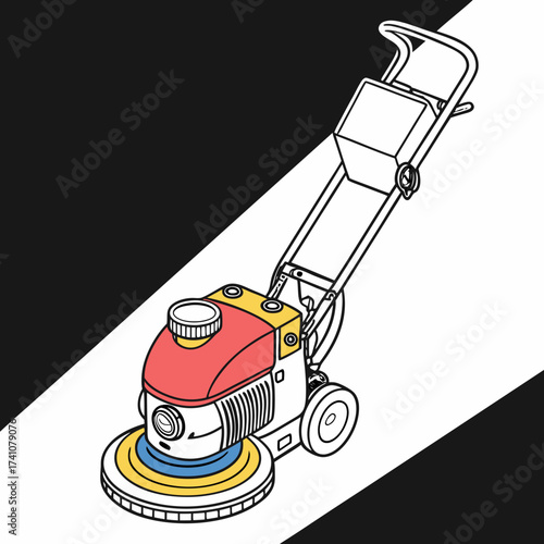 Red yellow blue floor cleaning machine vector floor cleaner