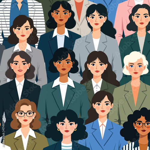 Diverse Women in Professional Attire Conveying Unity and Empowerment