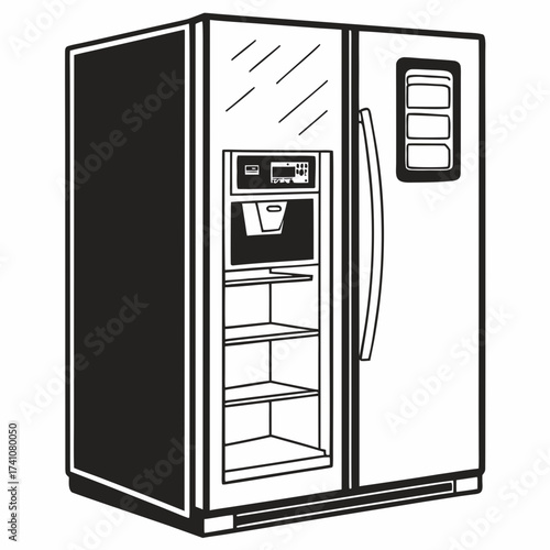 Side by side refrigerator with electronic panel and dispenser