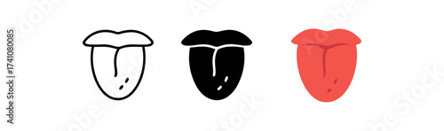 Minimalist tongue icons: monochrome and color variations