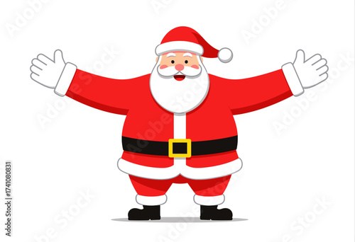 Friendly Santa Welcoming Joy in Red Suit and Hat