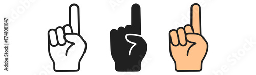 Minimalist hand gesture icons with forefinger pointing up in various styles