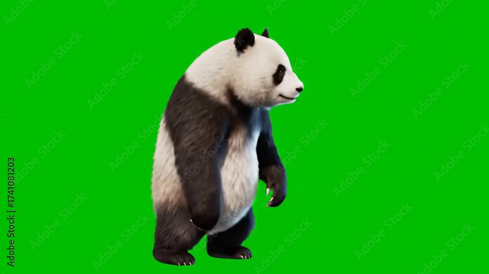Fast Panda Animation Playful animated panda bear walking upright and waving paw on vibrant ...