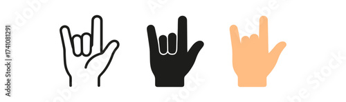Hand gesture set: i love you sign in minimalist styles