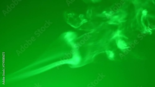 Ethereal Green Smoke Wisps Ascending Against a Vibrant Background