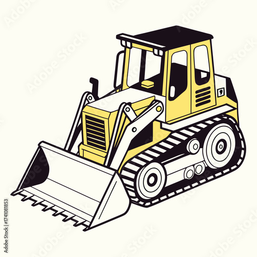 Yellow and black bulldozer vector illustration construction