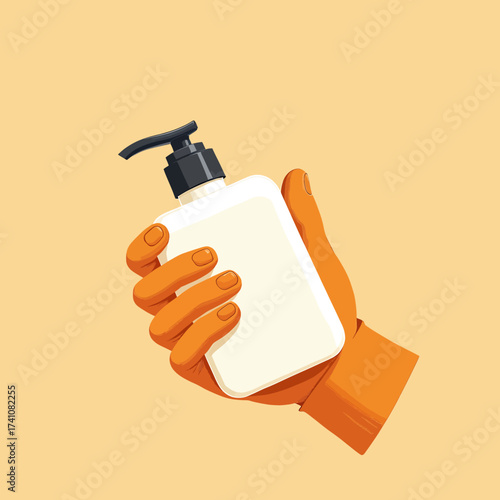 Hand Holding Soap Dispenser for Hygiene Awareness