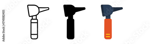 Otoscope design in outline, silhouette, and color styles