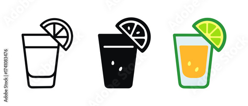 Stylized drink glasses with citrus slices in minimalist and modern designs