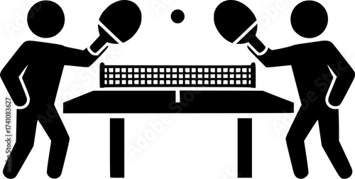 Ping pong icon. playing table tennis.