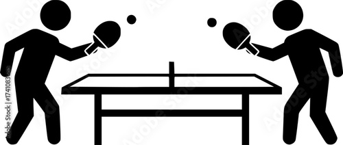 Ping pong icon. playing table tennis.