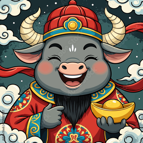 Lunar New Year Ox Celebration with Golden Ingots