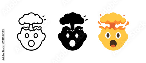Expressions of surprise: outlined, silhouette, and colorful exploding head designs