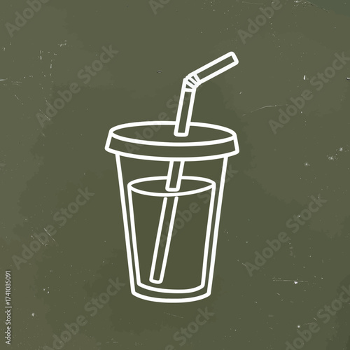 Minimalist Green Smoothie Cup on Chalkboard