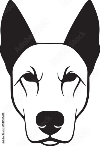 Bold minimalist dog head design element, ideal for modern logo or brand identity