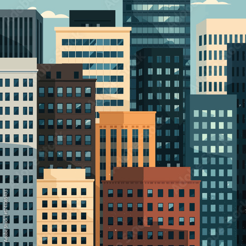 Modern Cityscape Skyline at Dusk with Diverse Buildings