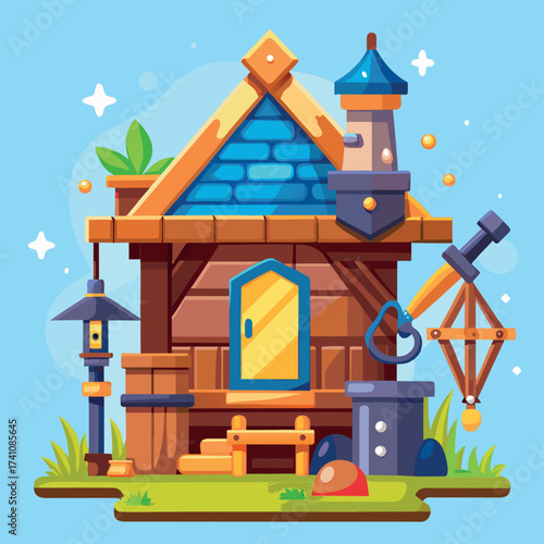 vector image of a fantasy style builder hut