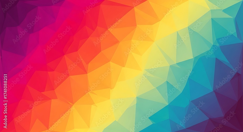 Obraz premium Low Poly Geometric Background With Rainbow Colors abstract blue
