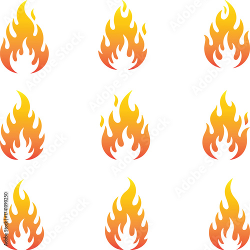 Vibrant fire flames collection great for design projects and abstract backgrounds