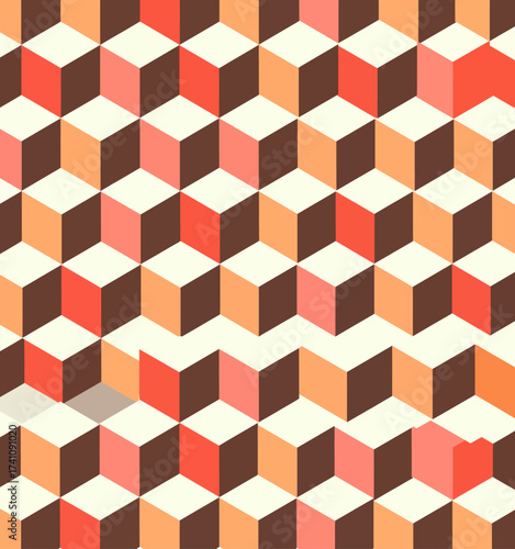 Warm Cubes Pattern: Autumnal Hues and Geometric Depth