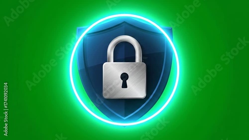 Shield with Lock Animation on Green Screen