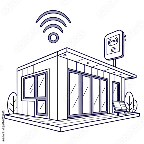 Futuristic modular home with wifi and solar panel eco pod